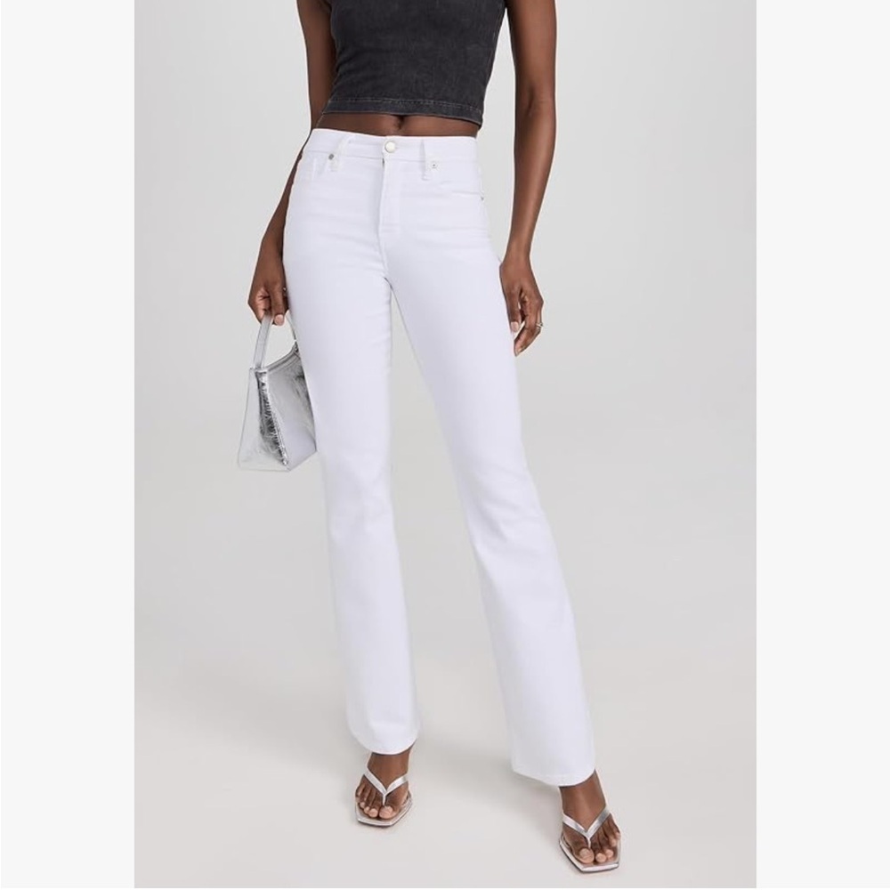 Good American Good Classic Bootcut Jeans white stretch straight NWT 14 32
